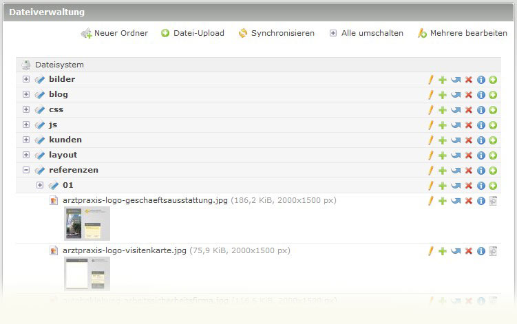 Contao Dateiverwaltung